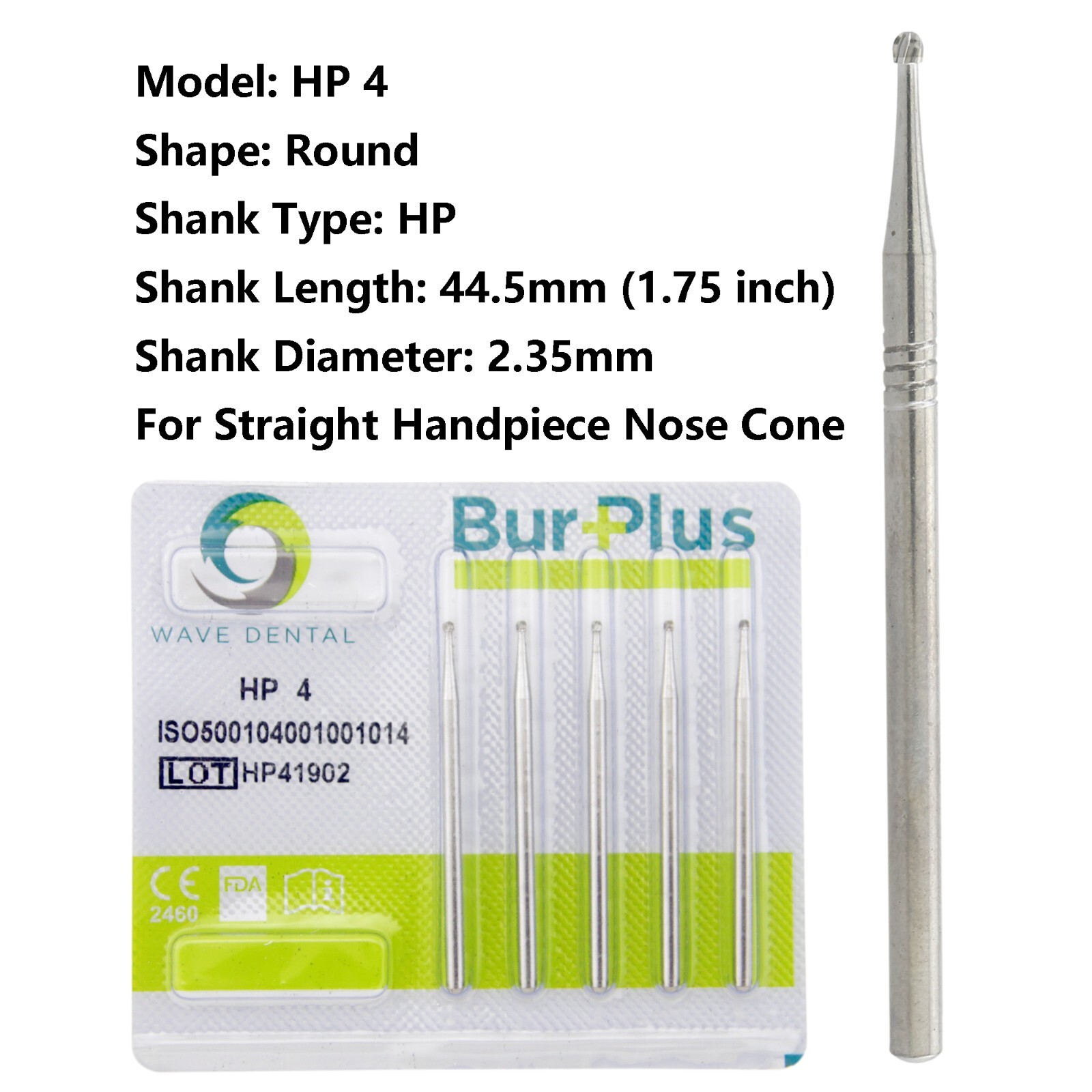 Wave Dental Round Surgical Burs Carbide for Straight Handpiece HP 1/4 2 3 4 5 6