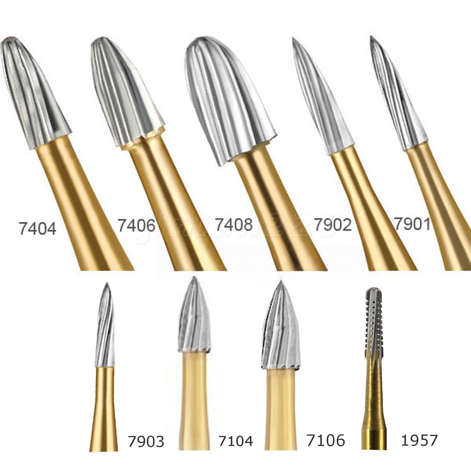 Dental Trimming & Finishing Carbide Burs Gold Burs 12 Blades FG 7901/7406
