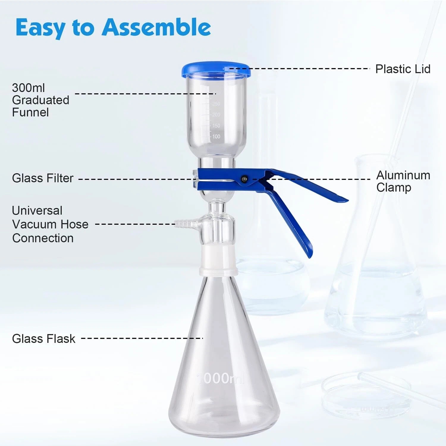 50L/min 180W Lab Vacuum Pump+1000mL Lab Suction Filtering Filtration Flask Glass