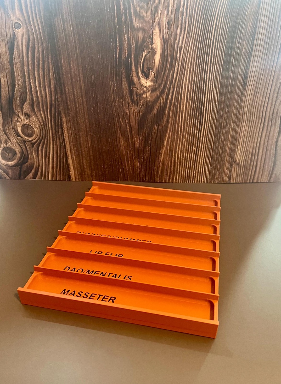 Labeled Syringe organizer for medical clinics, 3D printed, 7-Slot