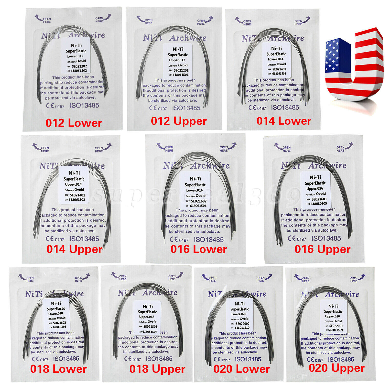 All Size Dental Orthodontic Super Elastic Niti Round Arch Wire Ovoid Form ns