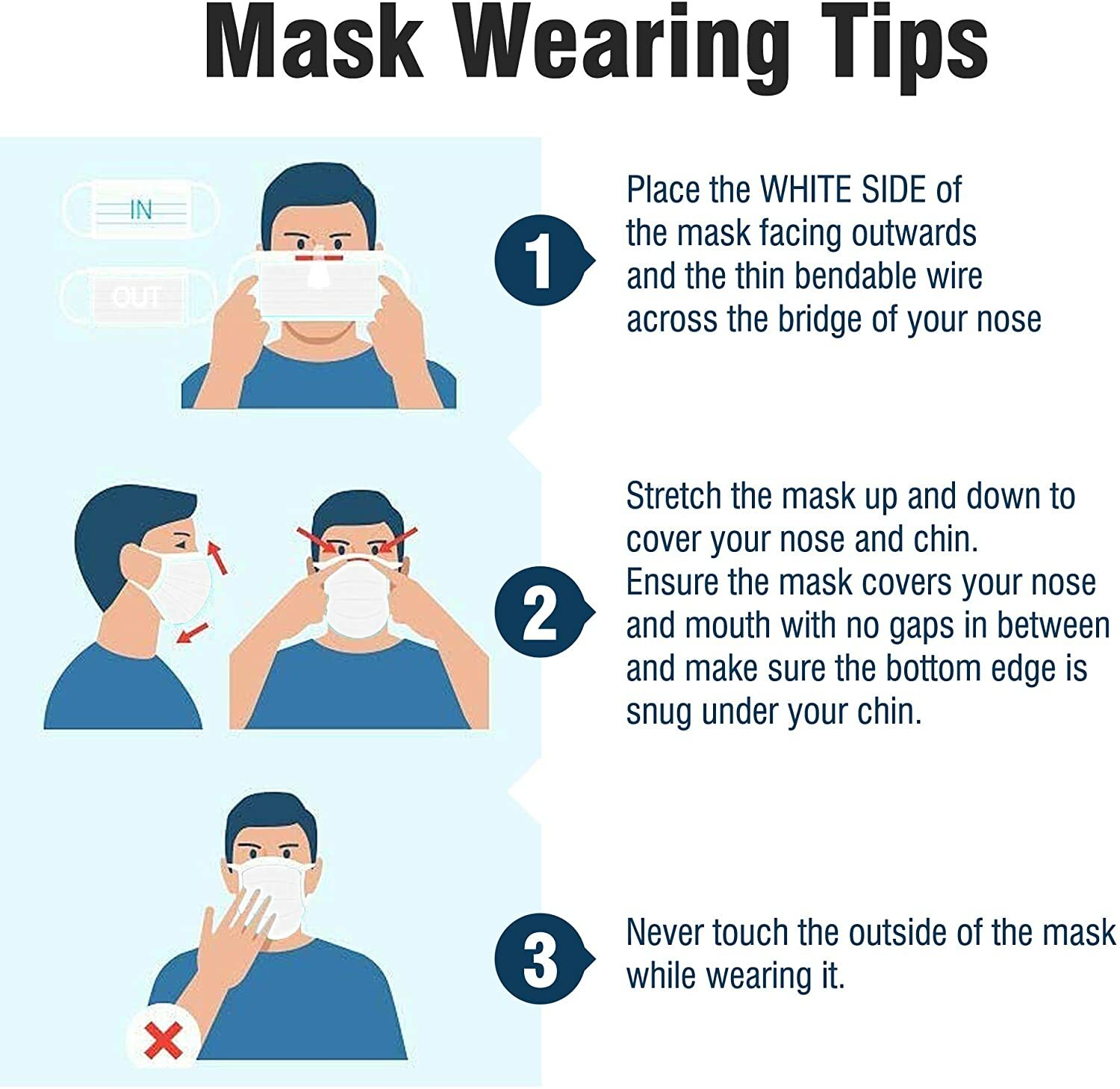WeCare Disposable Face Mask, 3-Ply with Ear Loop (Individually Wrapped) 50 Pack