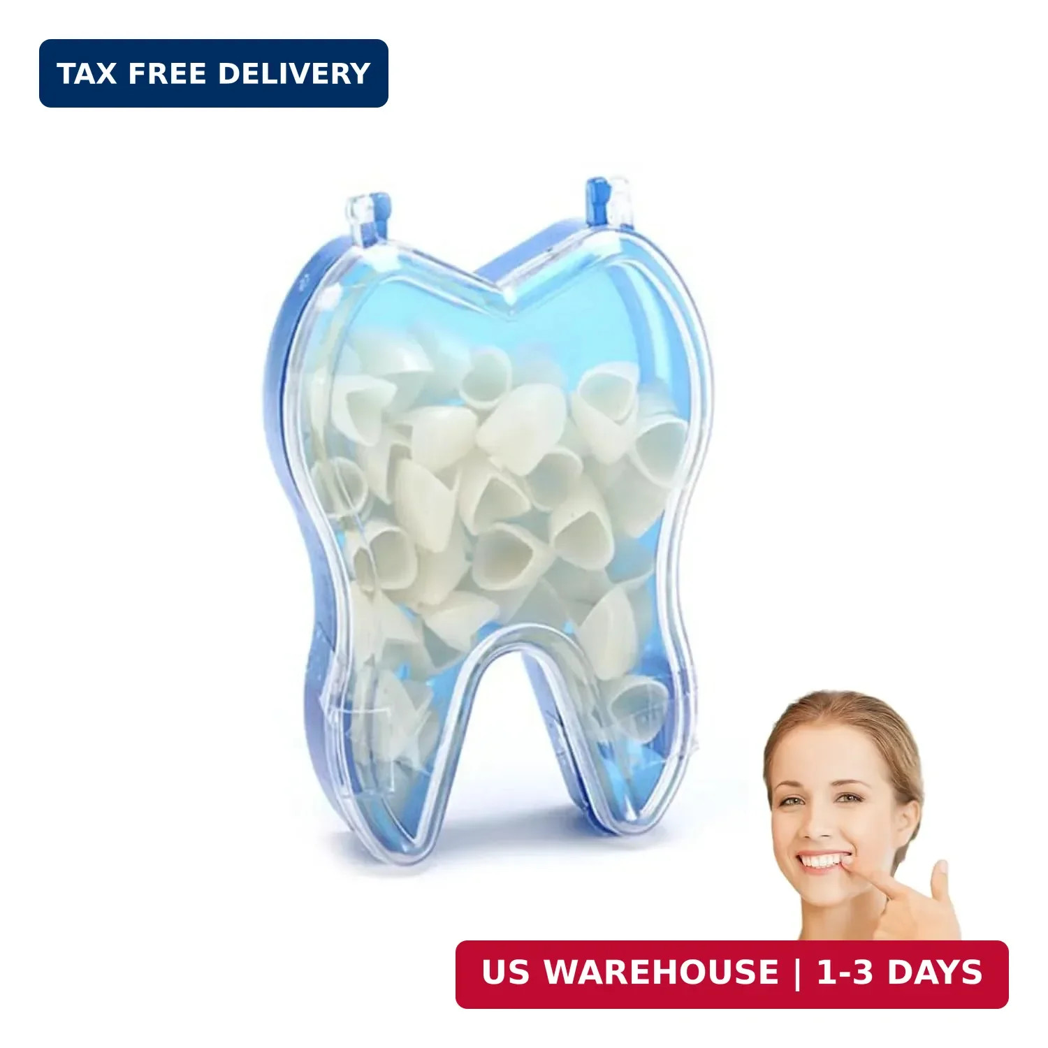 50 Pcs Tooth Caps for Broken Tooth Mixed Sizes Dental Temporary Crown Kit Front