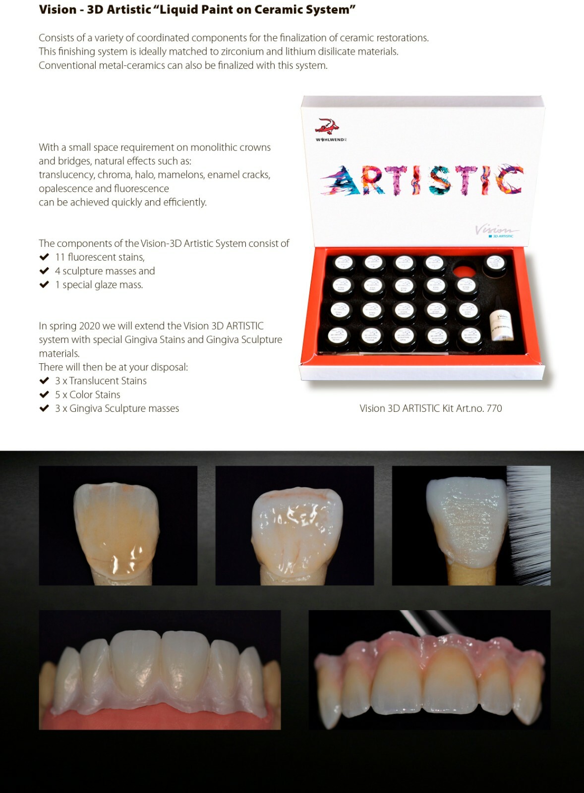 Dental lab Wohlwend Vision 3D Artistic stain paint ceramic zircon Emax Olive