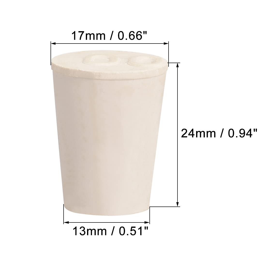 uxcell White Tapered Shaped Solid Rubber Stopper for Lab Tube 13x17x24mm