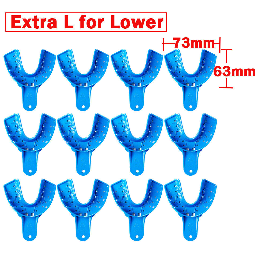 EASYINSMILE 12Pc Dental Plastic Impression Tray Perforated Upper/Lower Autoclave
