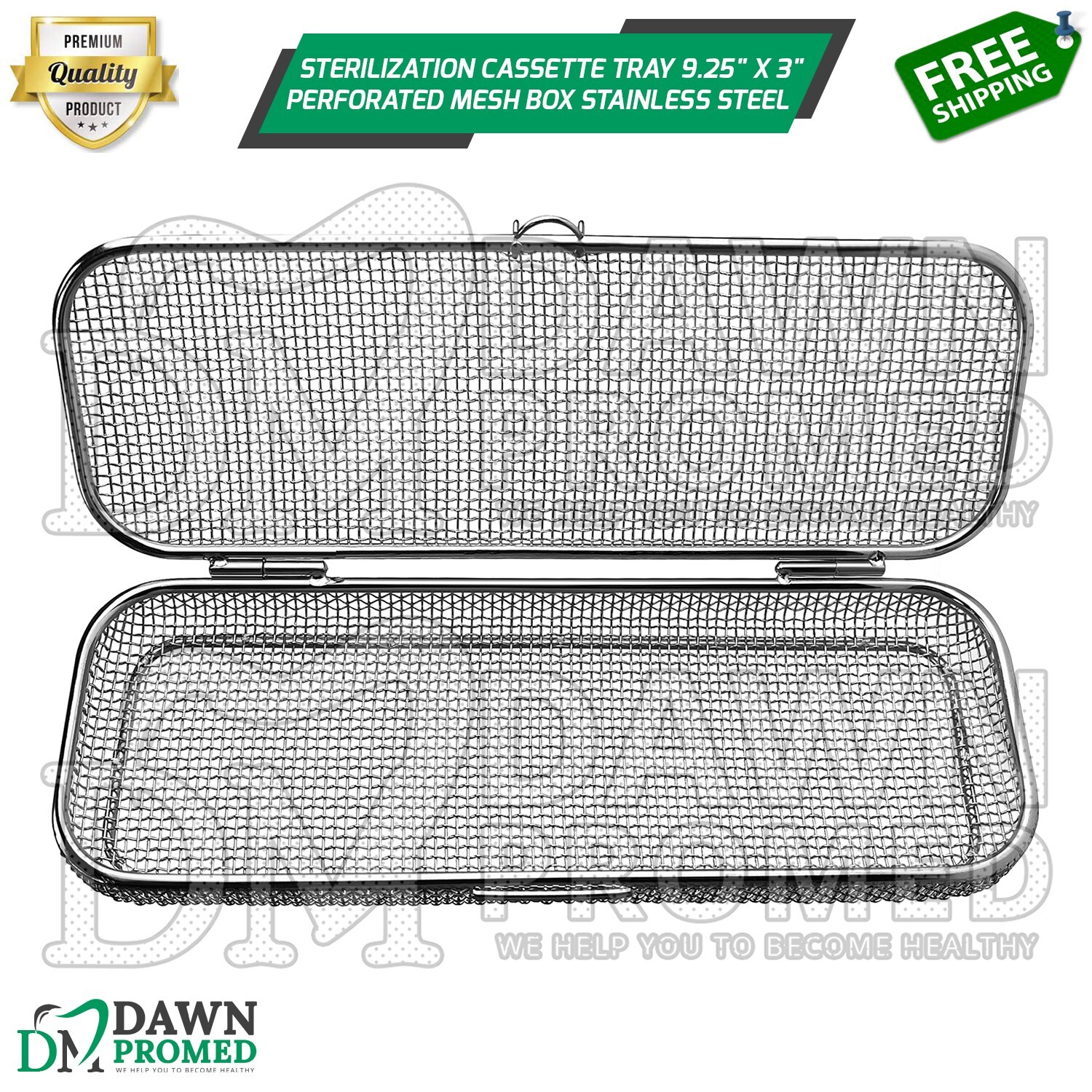 Sterilization Cassette Tray 9.25″ x 3″ Perforated Mesh Box Stainless German Gr