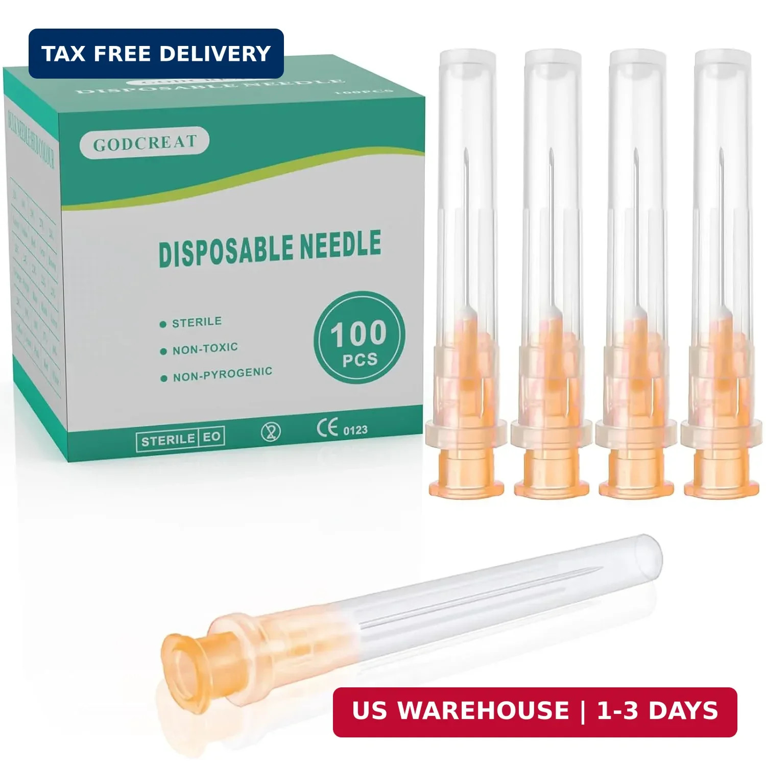 25Ga 1 Inch Disposable Needle 100 Pack Dispensing Lab Individually 25G FAST SHIP