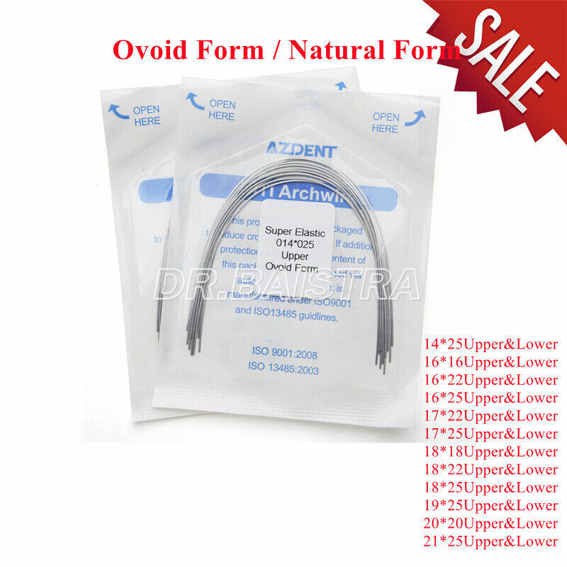 AZDENT Dental Orthodontic Super Elastic Niti Rectangular Arch Wire Ovoid/Nature