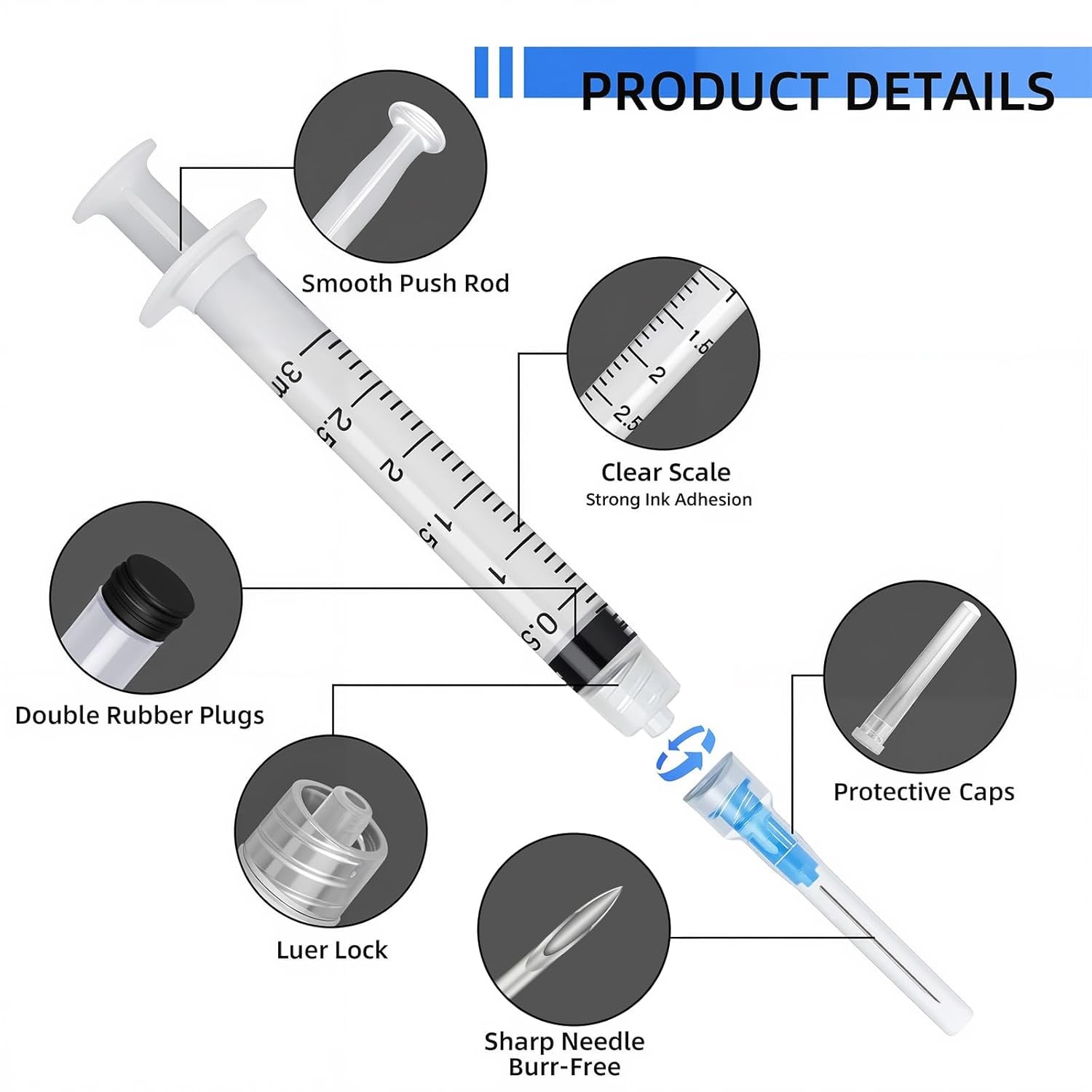 20 Pack 3ml Syringes with 23G 1 Inch, Disposable Luer Lock Syringe Individually