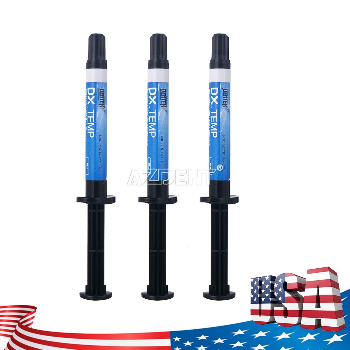20pack Dentex DX.TEMP Dental Composite Resin 2.5g Temporary Flow Light Cure Blue