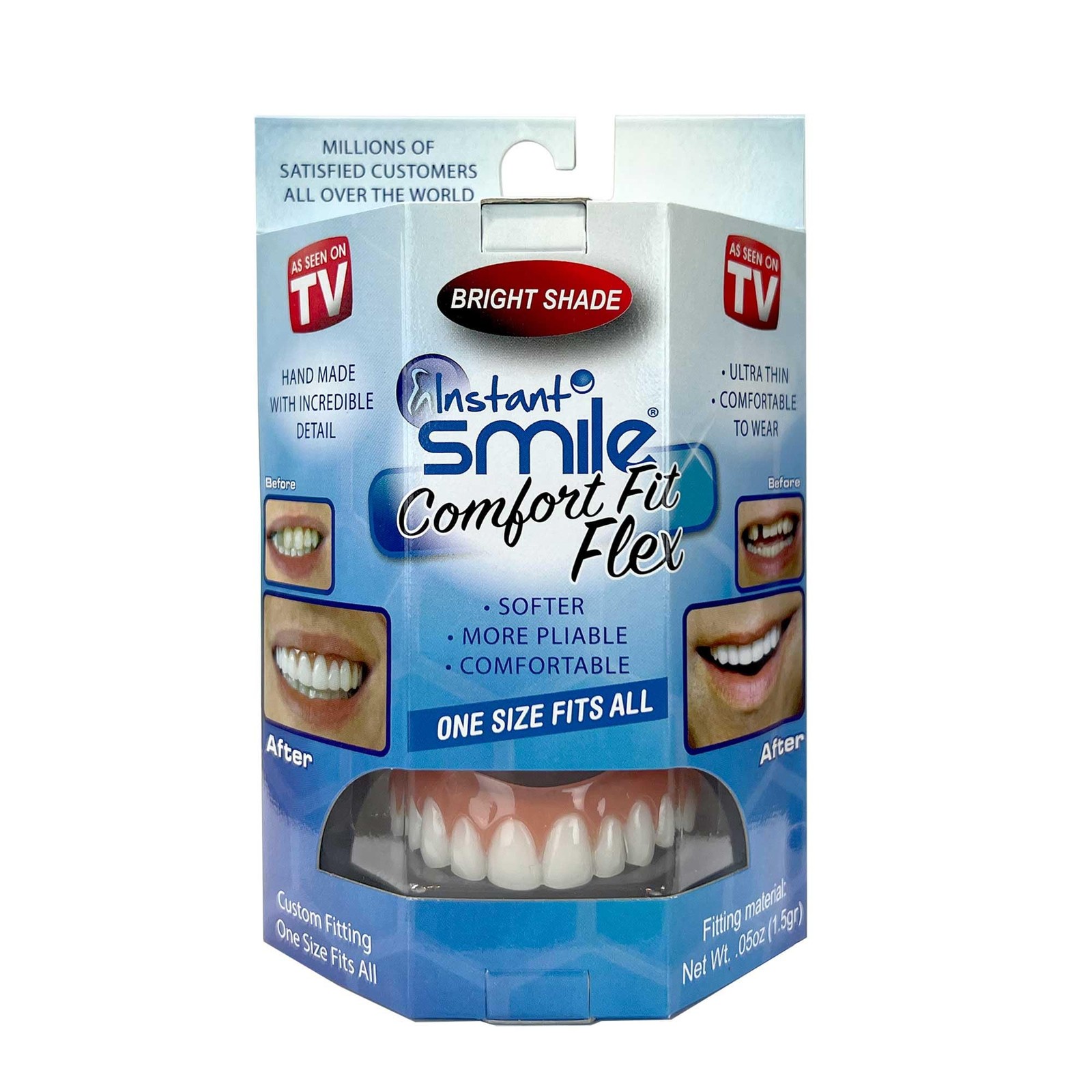 Instant Smile Comfort Fit Flex – Bright Shade – Upper 1 Count (Pack of 1)