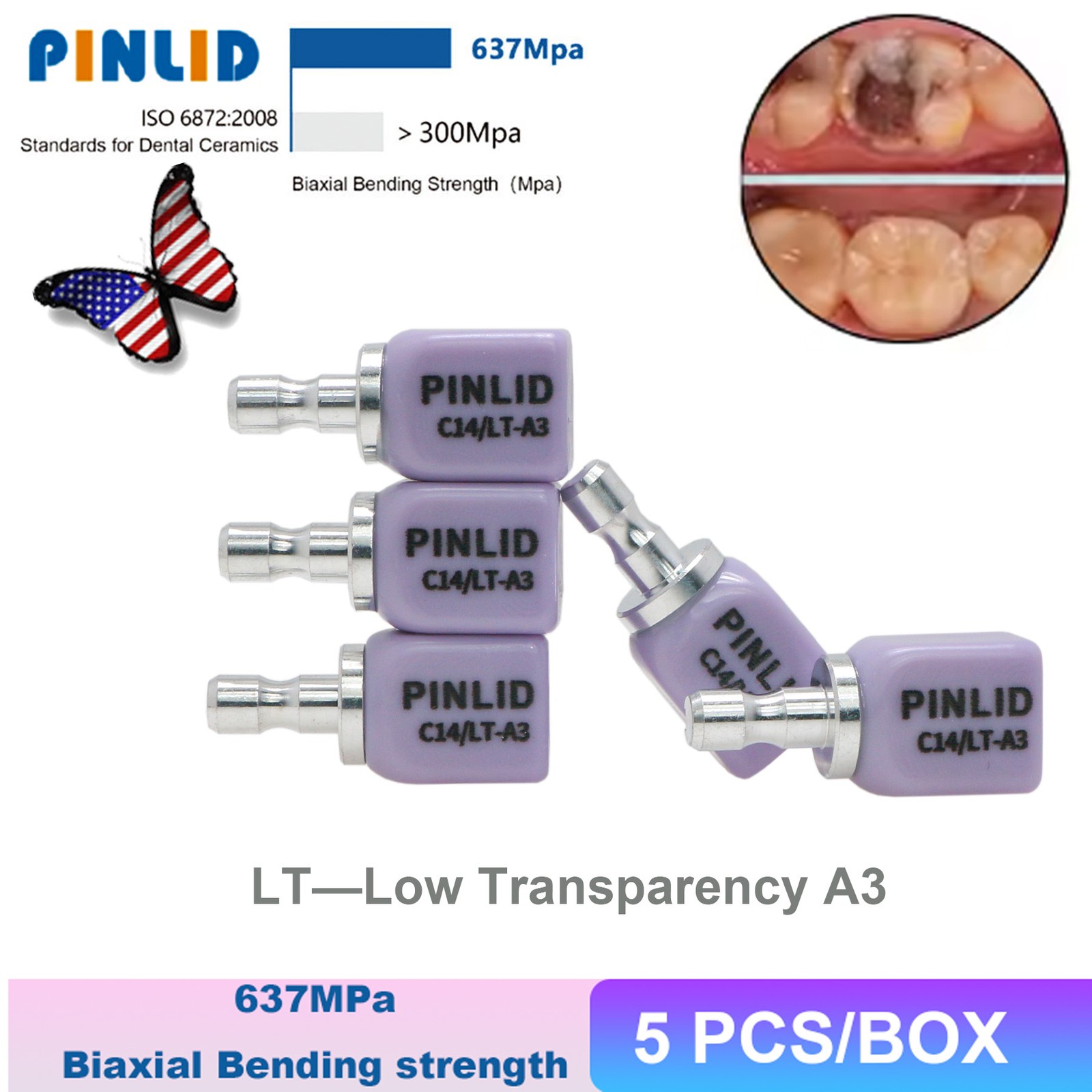 Lithium Disilicate Glass Ceramic IPS e.max CAD HT/LT Blocks For inLab C14/5pcs