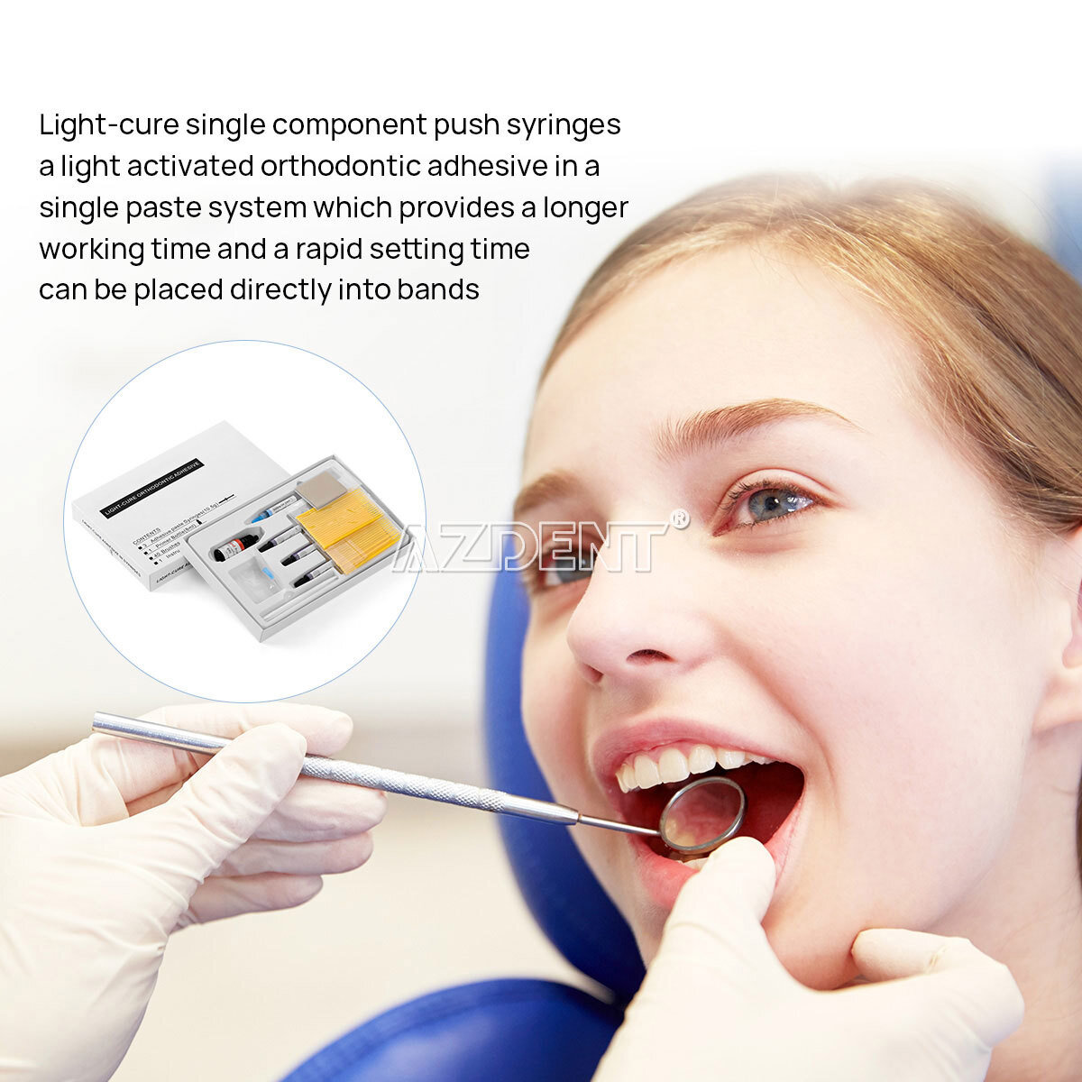 Dental Ortho Bonding Light Cure Resin Composite Kit/ LED 1S Curing Light Lamp