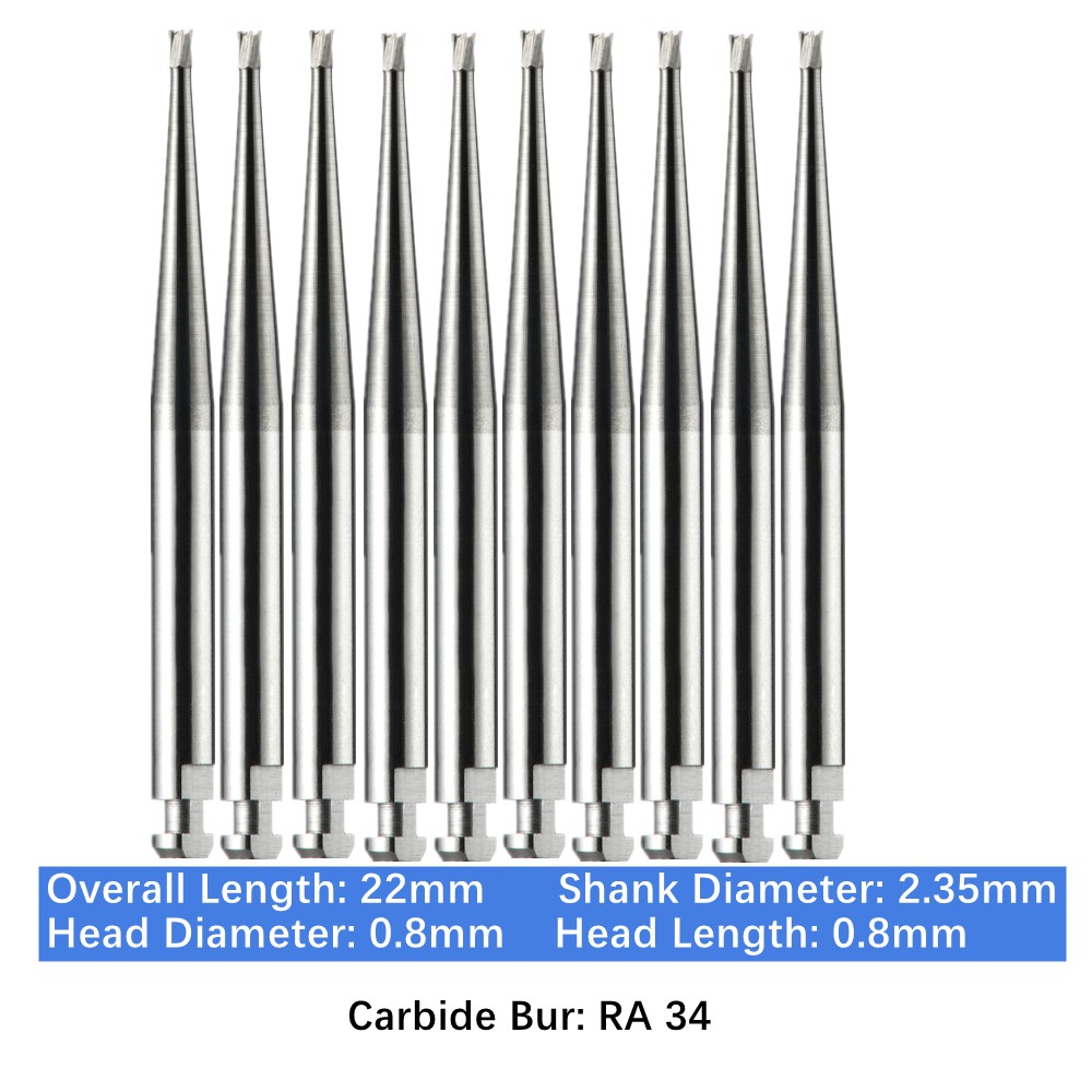 Vakker 10PC Dental Tungsten Low Speed Carbide Burs Latch Type LA RA SURG