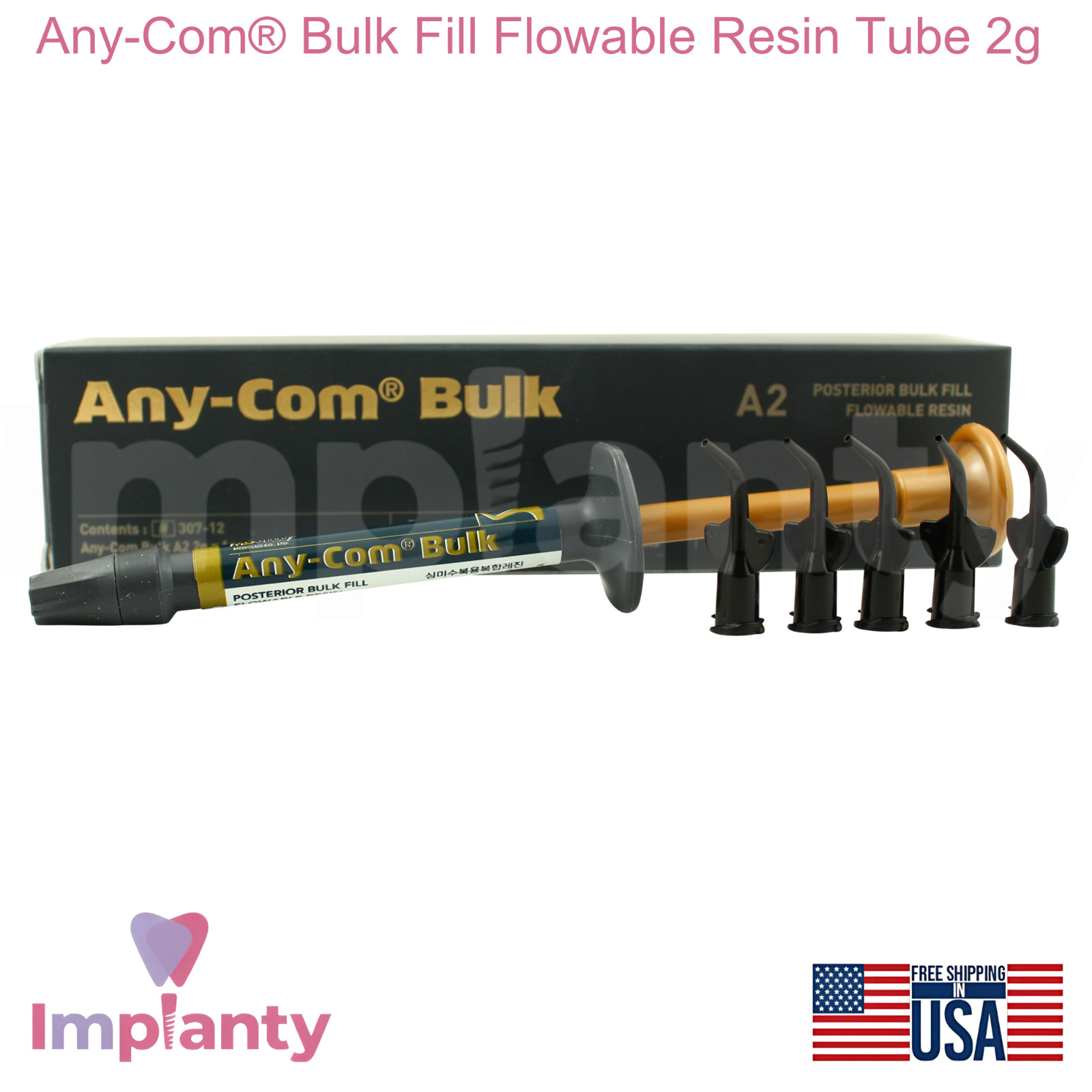 Any-Com® Bulk Fill Flowable Resln Tube 2g Dental Restoration Base And Liner A2