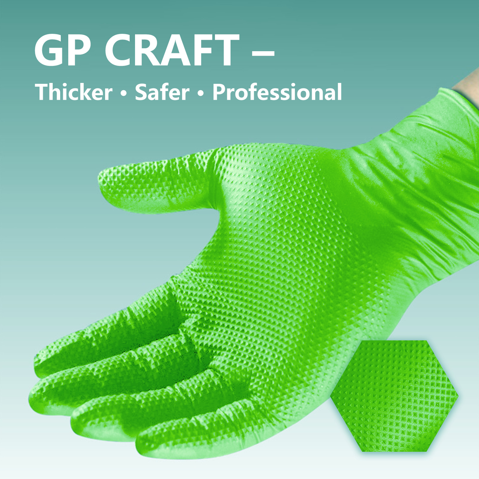 GP Craft Green Nitrile Gloves Disposable Latex-Free (100/count) 8 Mil Thick