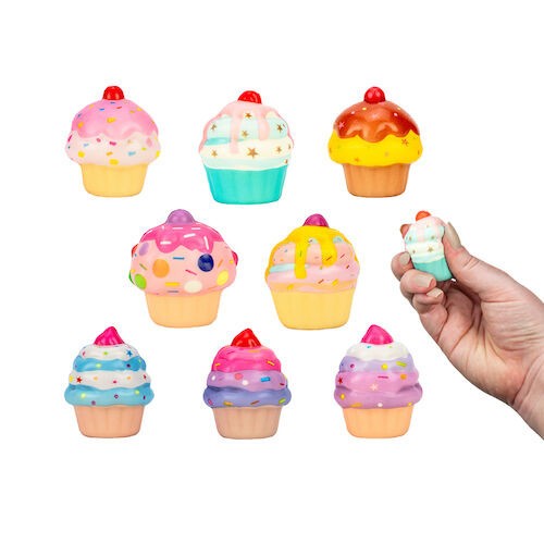 Toys Assorted Squishy Cupcake Assortment, JV579, 100/Pkg