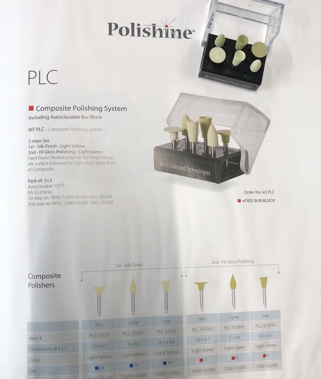 MDT Dental PLC Composite Polishing System Including Autoclavable Bur Block