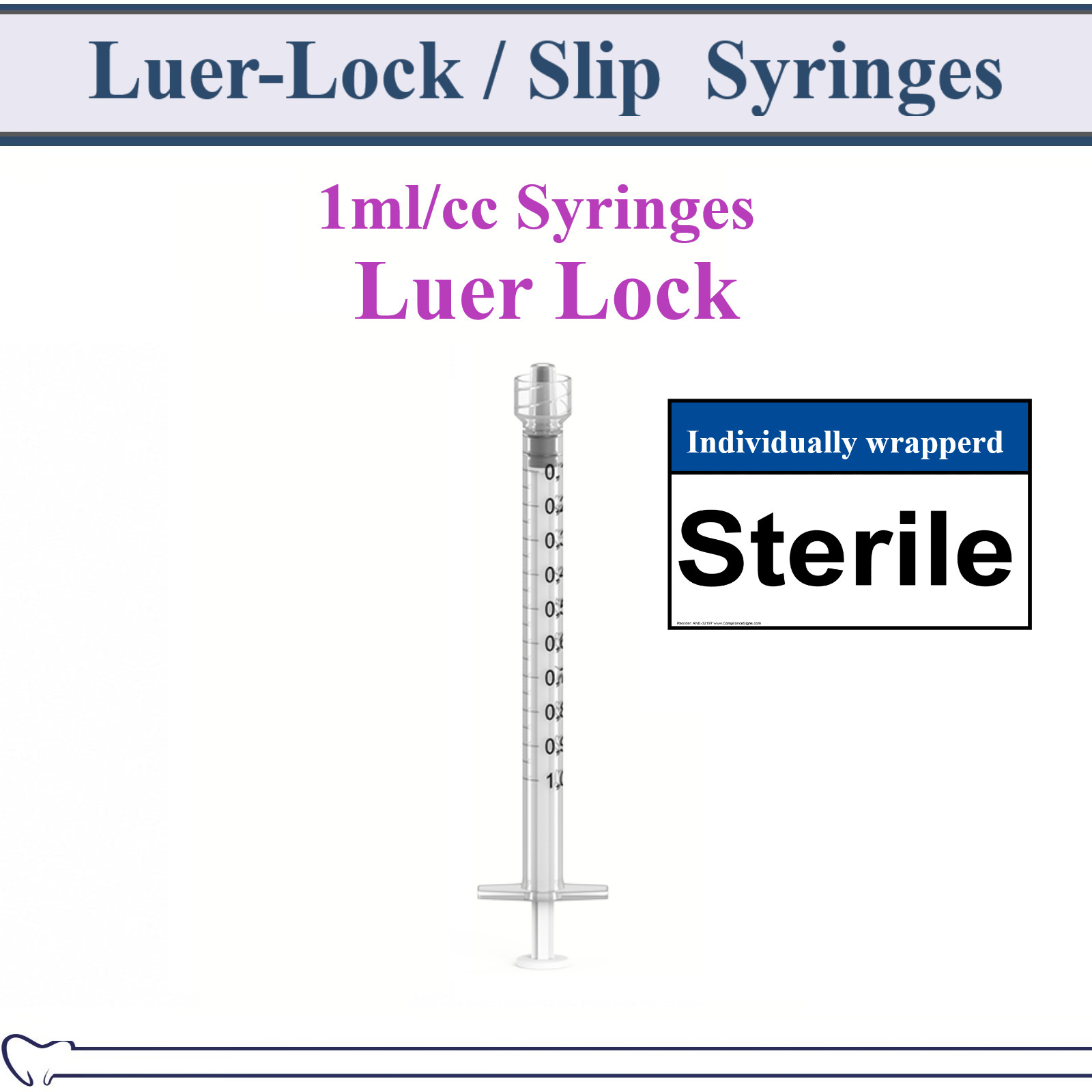 AMGoods 1cc / 1ml LUER SLIP or LUER LOCK SYRINGES STERILE SYRINGE, NO NEEDLE!