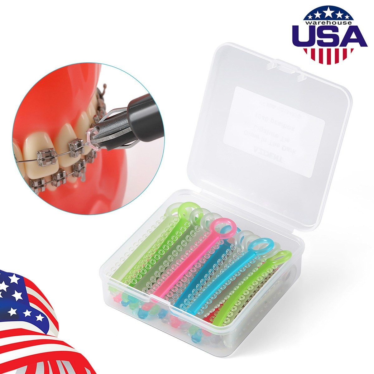 1040pcs/box Dental Orthodontic Ligature Ties Elastic Rubber Bands Dark Light