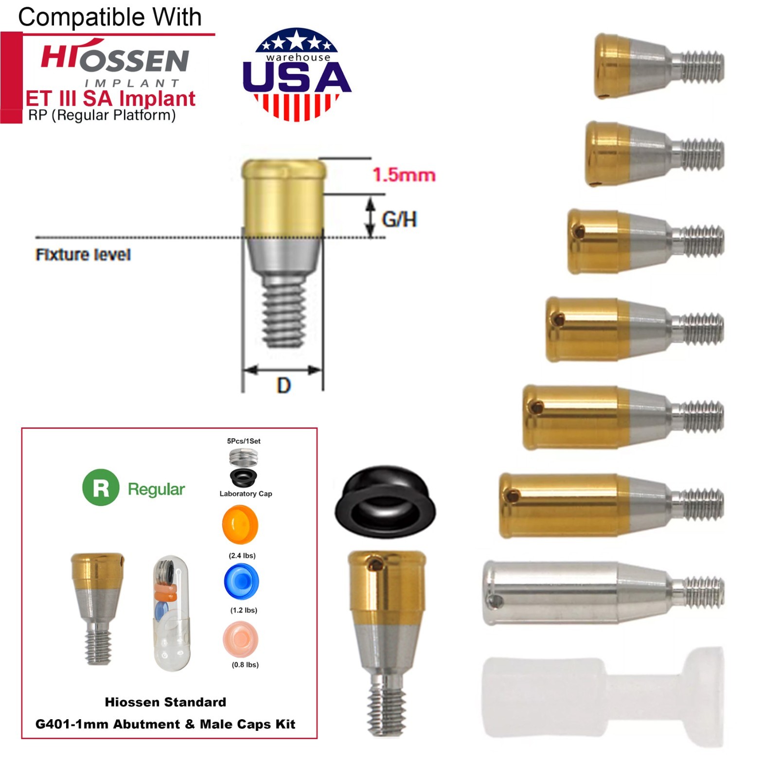 US Dental Fits Hiossen Zest Legacy Locator Abutment Internal Hex Mini & Regular