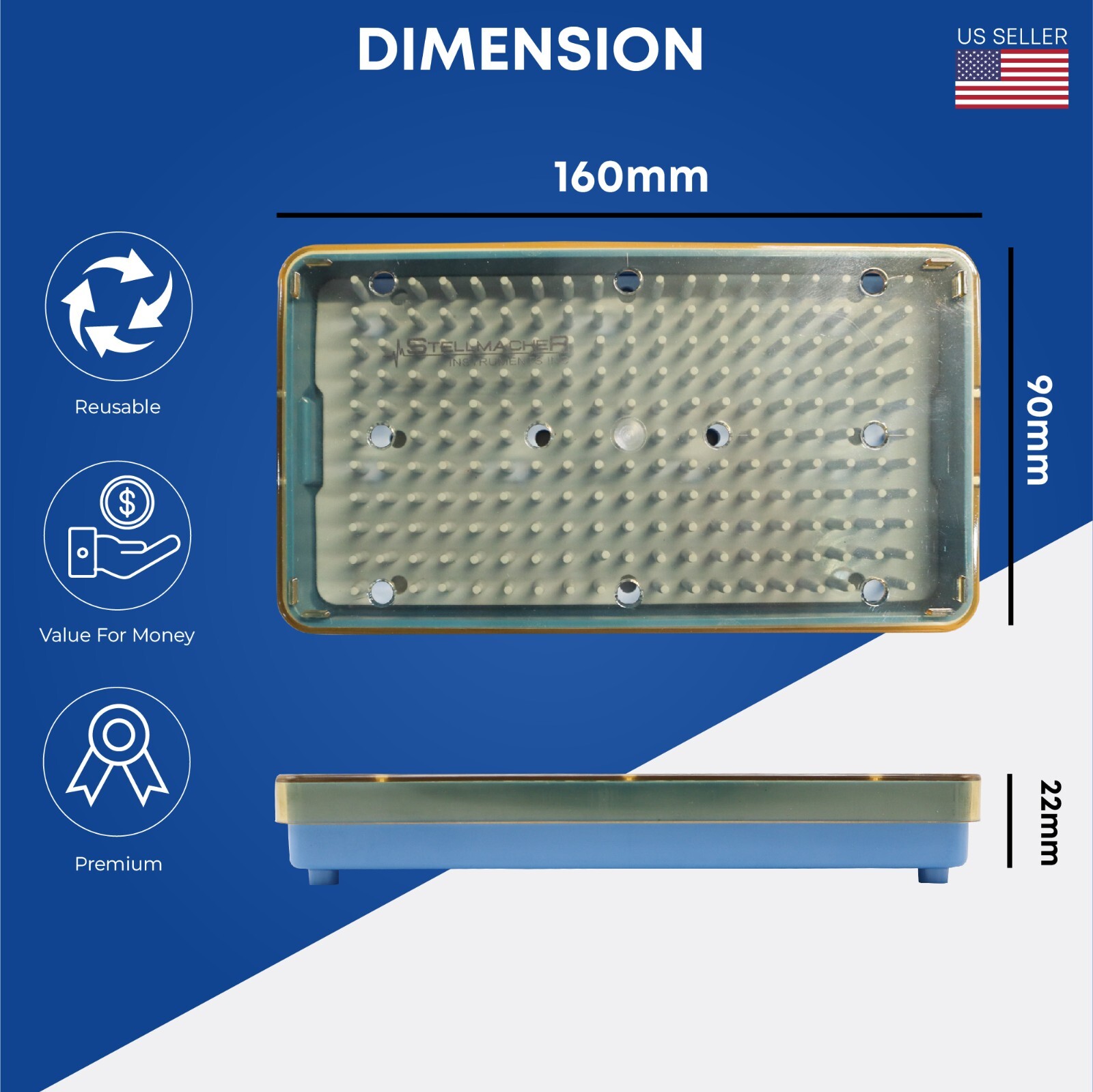 Plastic Sterilization Tray 160 x 90 x 22mm Surgical Instruments Disinfection Box
