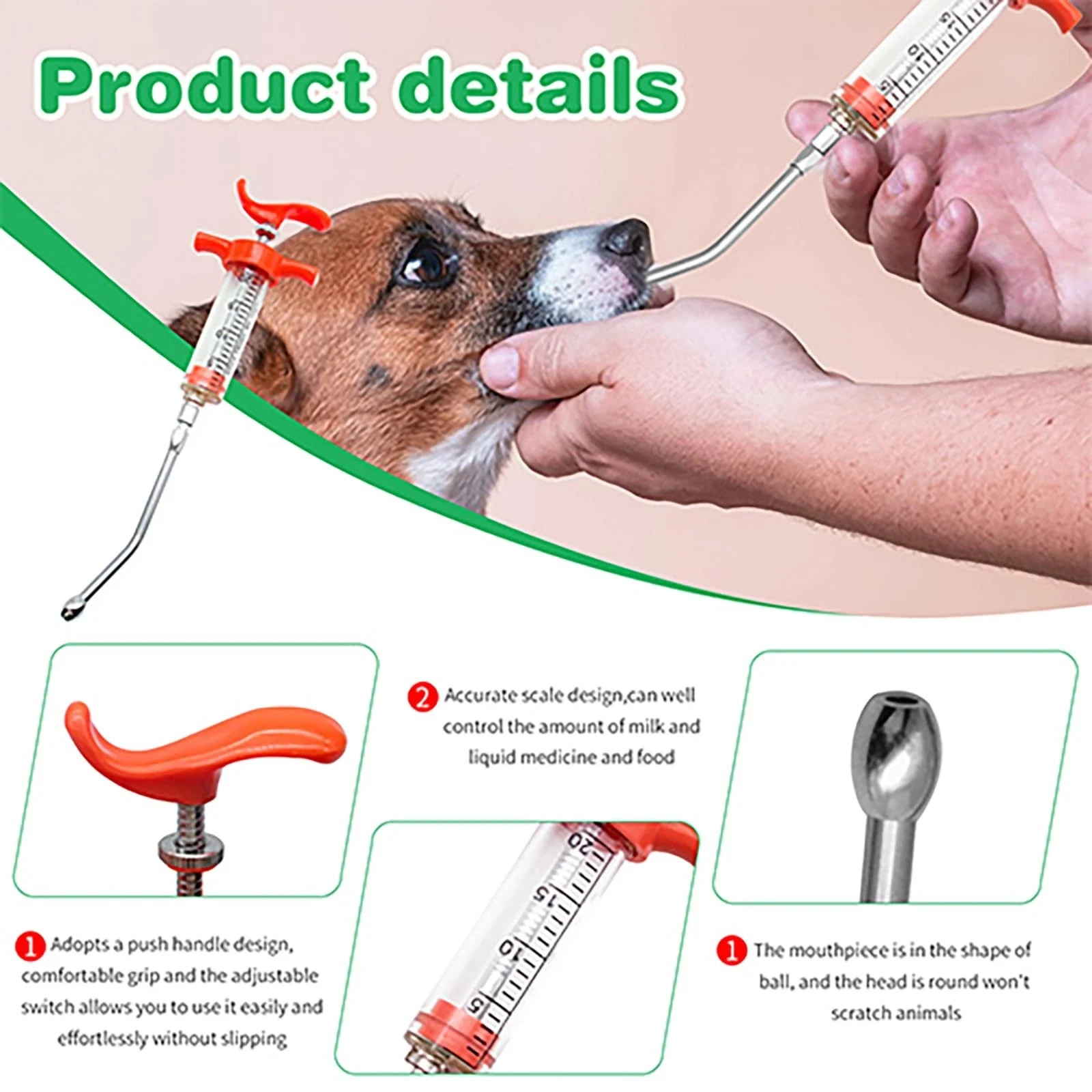 2 Pieces Goat Syringe with 4 Drench Nozzle Adjustable Dosage ,Reusable Drench…