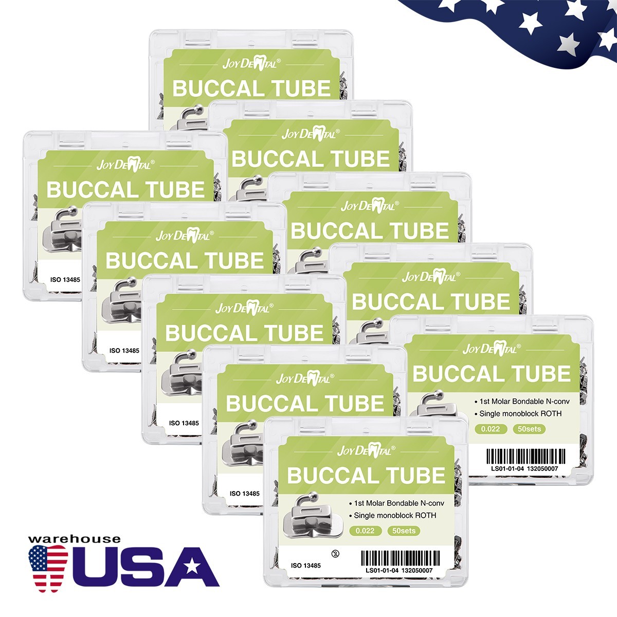 50set Dental Orthodontic 1st Molar Roth 0.022 Buccal Tubes Bondable Monoblock