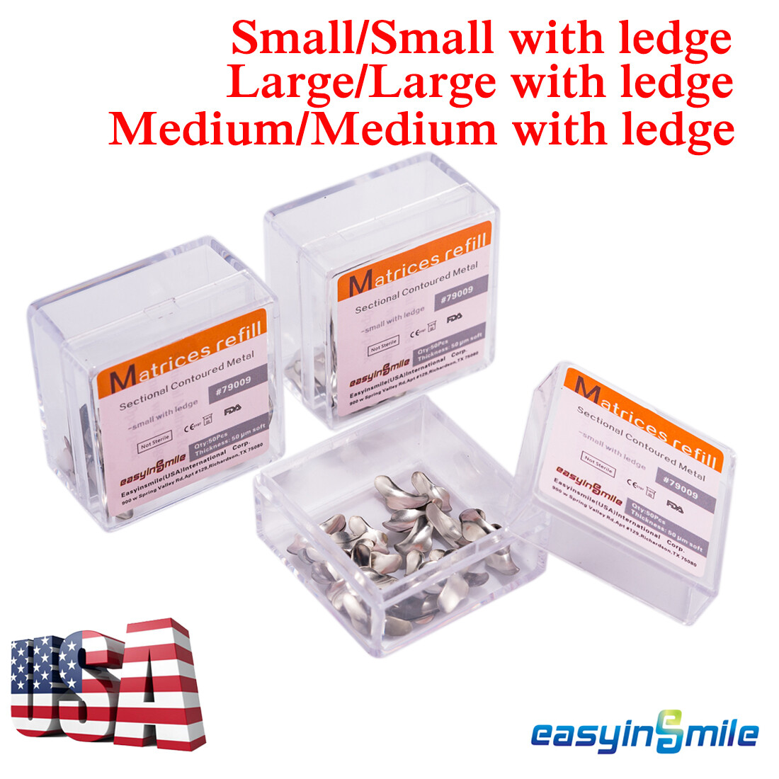150Pc S/M/L Matrix bands dental Sectional Contoured refill pack Metal 50 μm soft