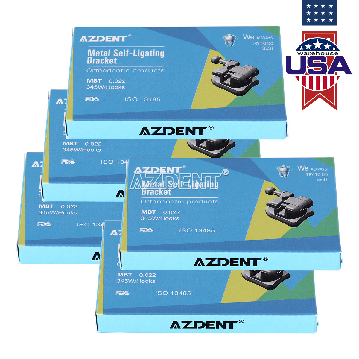 Dental Ortho Brackets Metal Ceramic Mini Roth/MBT.018/.022 3/3-4-5Hook AZDENT