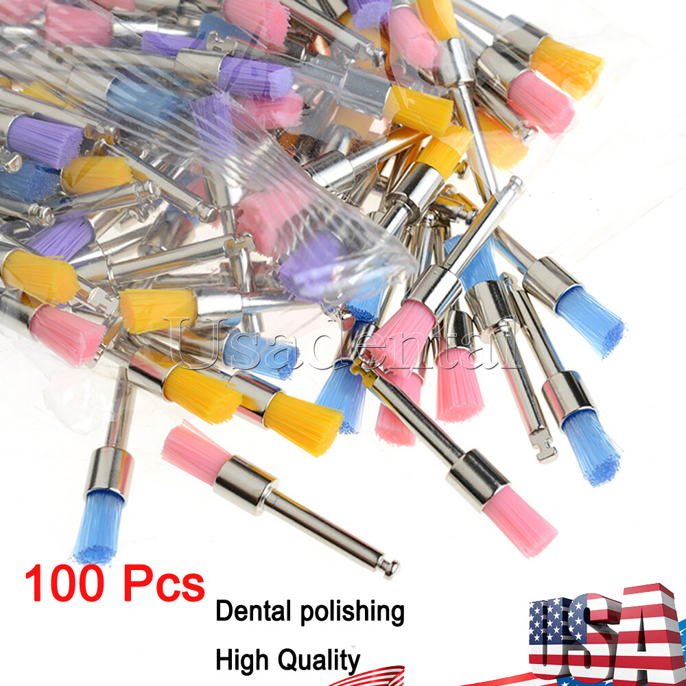 100pcs Colorful Nylon Bowl Polishing Polisher Prophy Brushes Dental Use RA