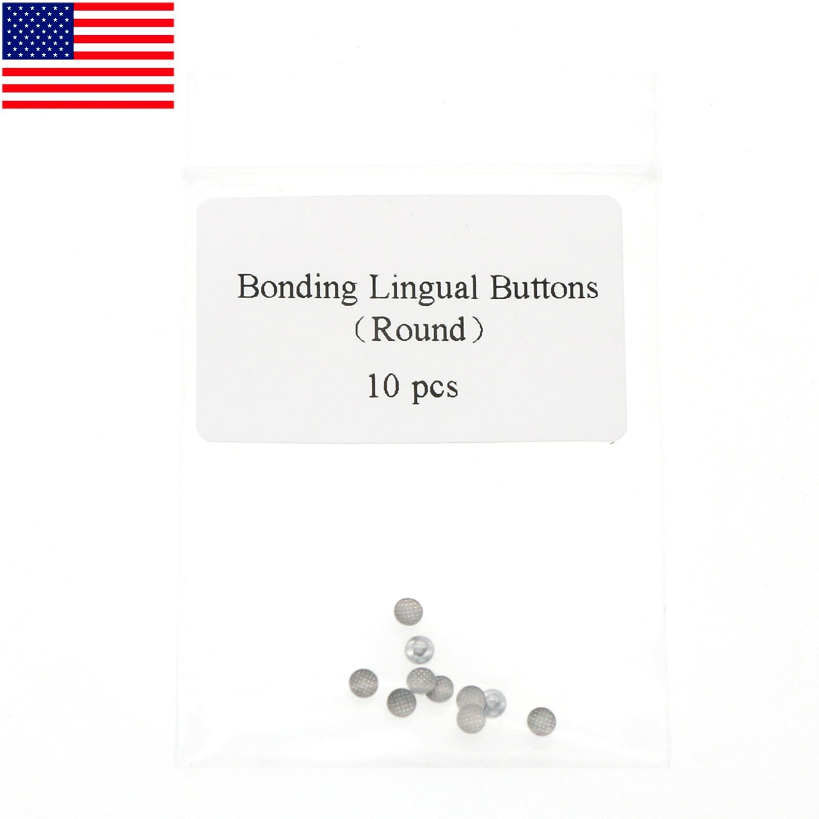 US 10 Packs Dental Orthodontic Lingual Buttons Bondable Round Base Ceramic/Metal