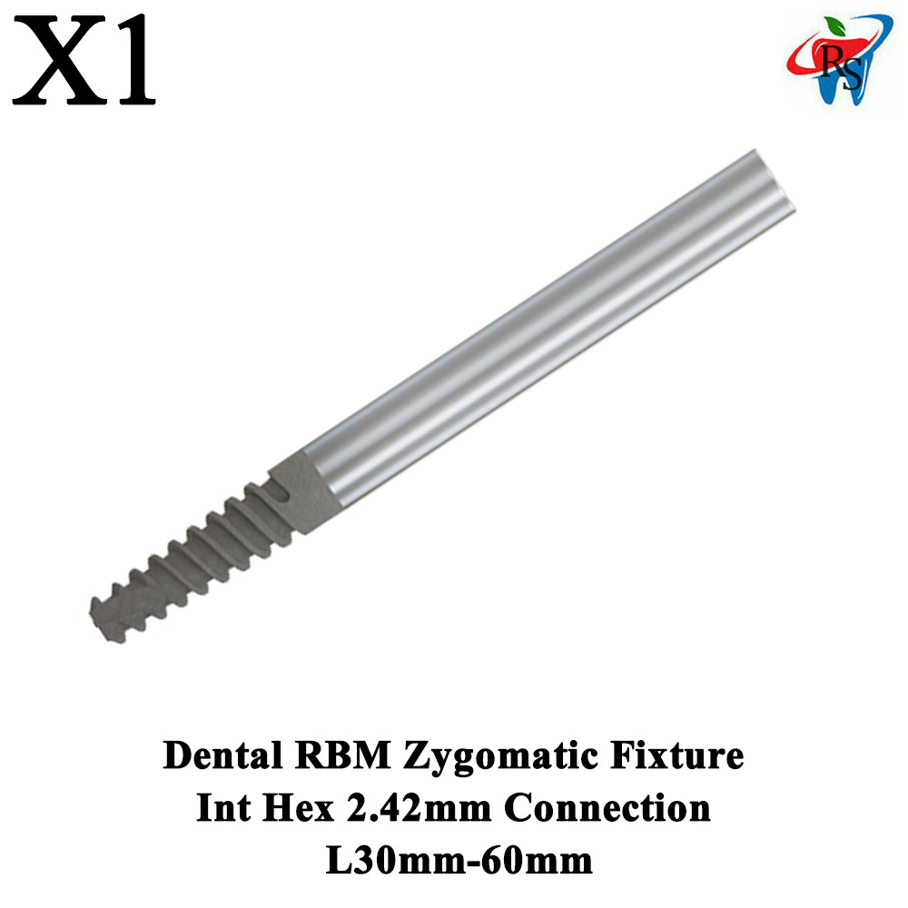 1x Dental RBM Zygomatic Fixture Int Hex 2.42mm Connection Titanium L30mm-60mm