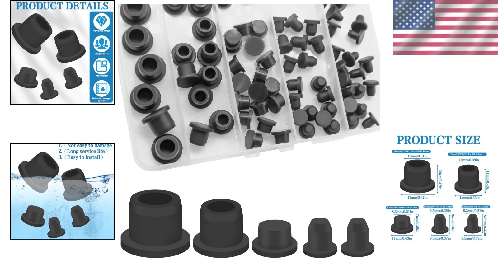 Assorted 76 Pcs High-Elastic Rubber Stoppers – Perfect for Home & Automotive