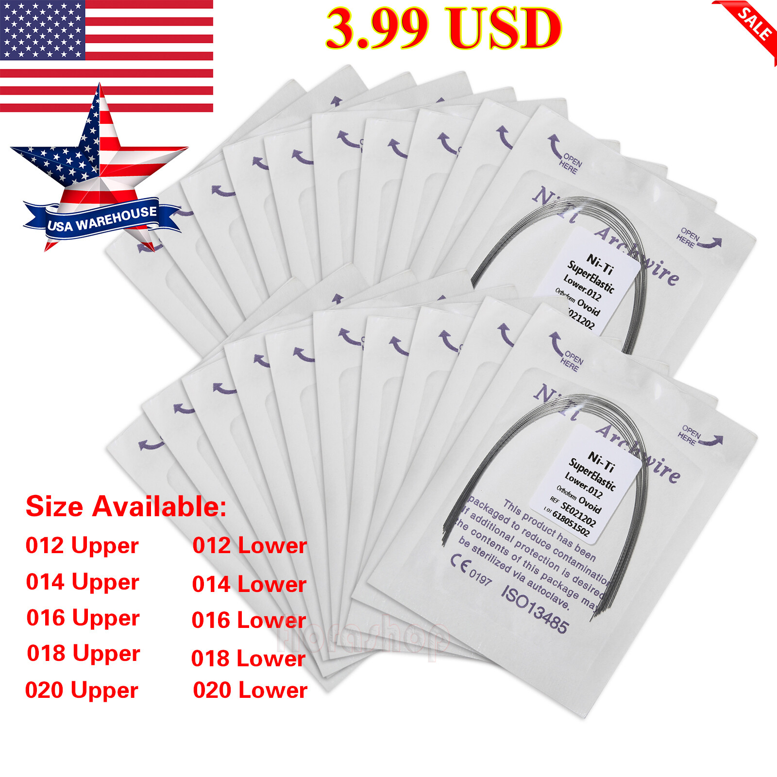 Dental Orthos Super Elastic Niti Arch Wire Round Ovoid Form Archwire All size US