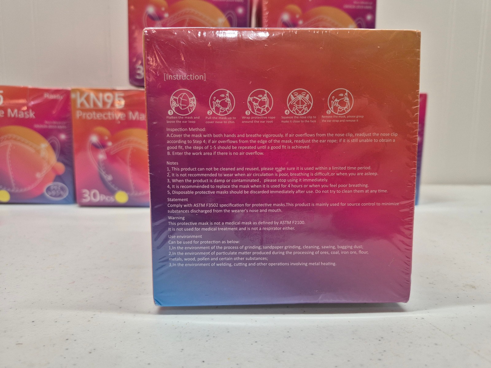 Lot of 210 KN95 Disposable Protective Face Masks (7 Boxes of 30) PFE =95