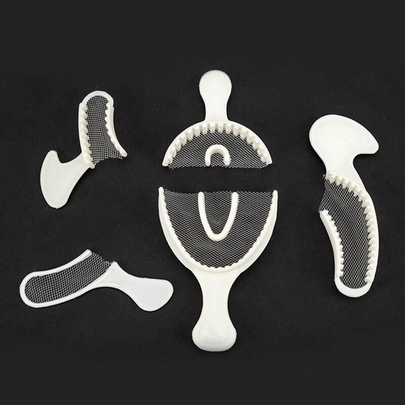 5 Sizes Dental Disposable Impression Bite Registration Net Tray Sideless Plastic