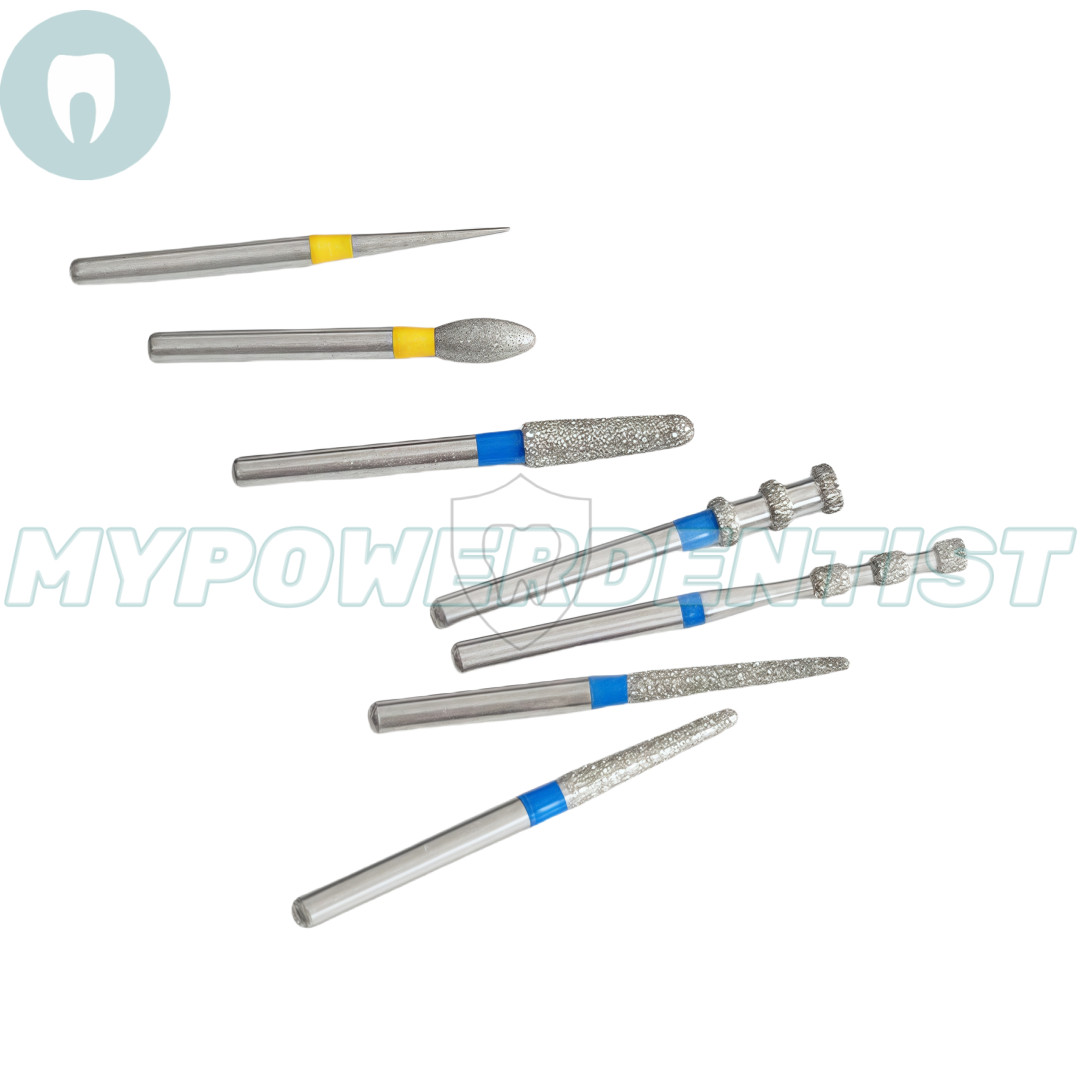 Dental Porcelain Veneer Preparation Gold Diamond Burs High Speed Drill 7Pcs/Kit