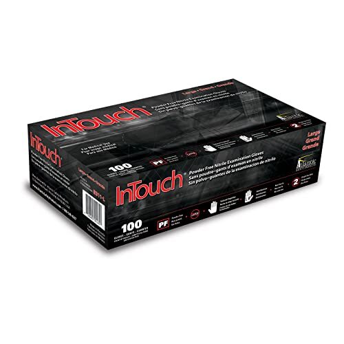 Atlantic Safety Products B311-M InTouch Exam Gloves, Gloves, Black, M, 100-Ct