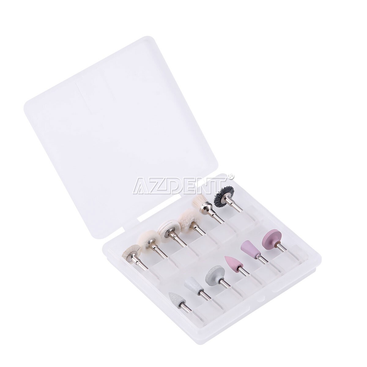 12pcs Dental Diamond Burs Silicon Carbide Felt Wheels Polishing Kit RA 2.35mm US
