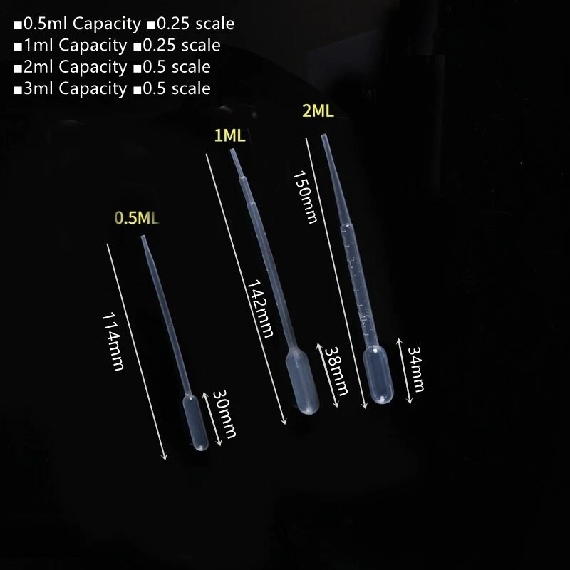 Plastic Transfer Pipette Disposable Pasteur Dropper 0.2/0.5/1/2/3/5/10ml Quality