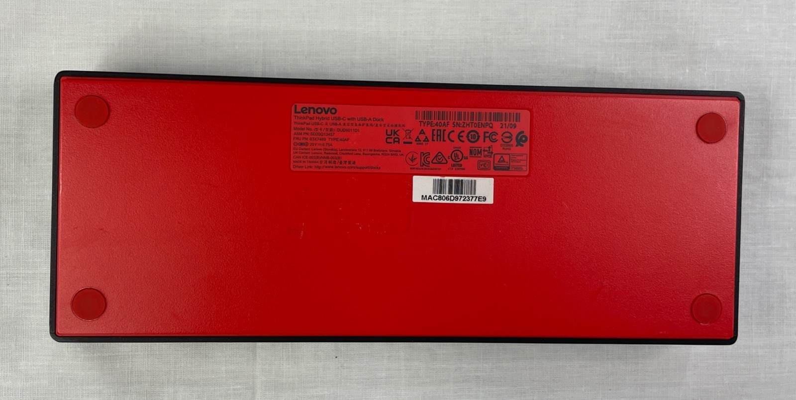 LENOVO THINKPAD HYBRID USB-C WITH USB-A DOCK TYPE 40AF DUD9011D1 20V 6.75A 135W