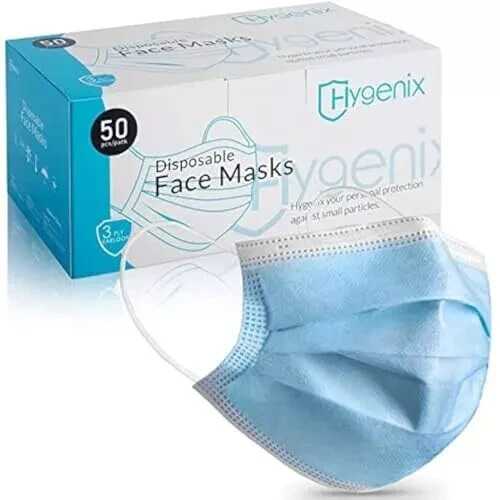 Hygenix 3ply Disposable Face Masks PFE 99% Filter Quality Tested by a US lab …