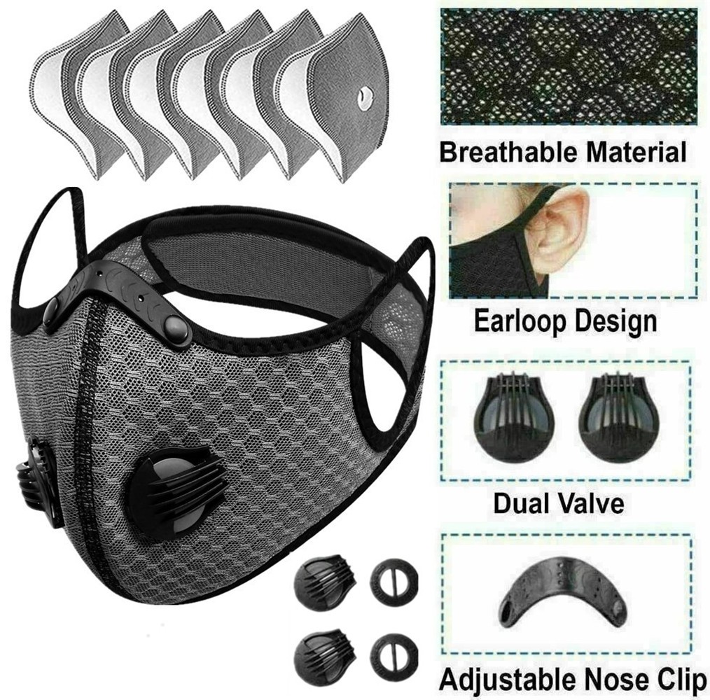 Half Face Cover Respirator Mask W/ Filters Anti Air Pollution Reusable Facepiece