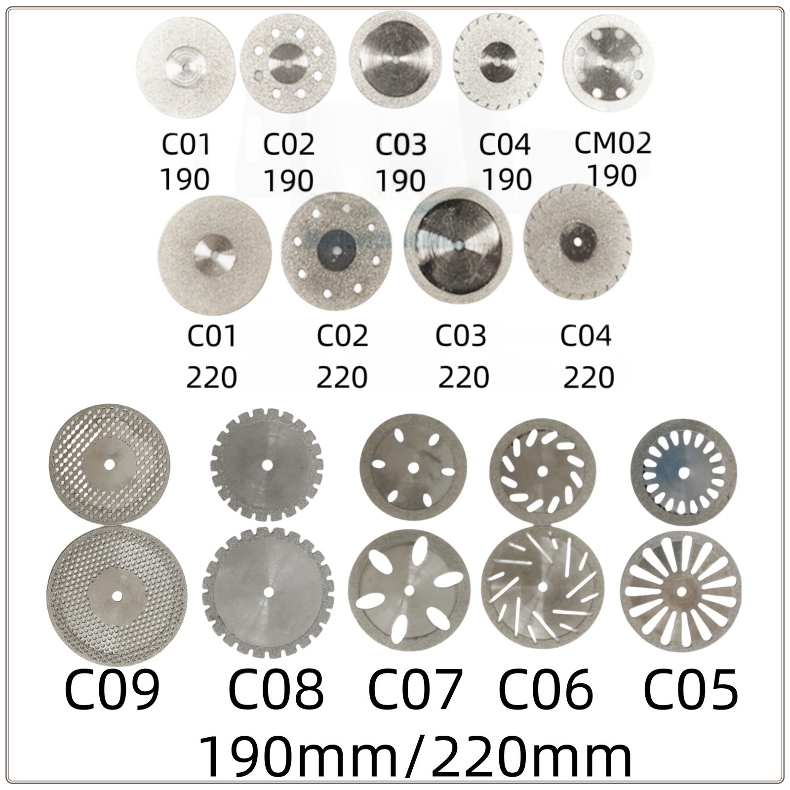 Dental Saw Diamond Disc Wheel Porcelain Teeth Cutting Polishing Discs 190/220mm