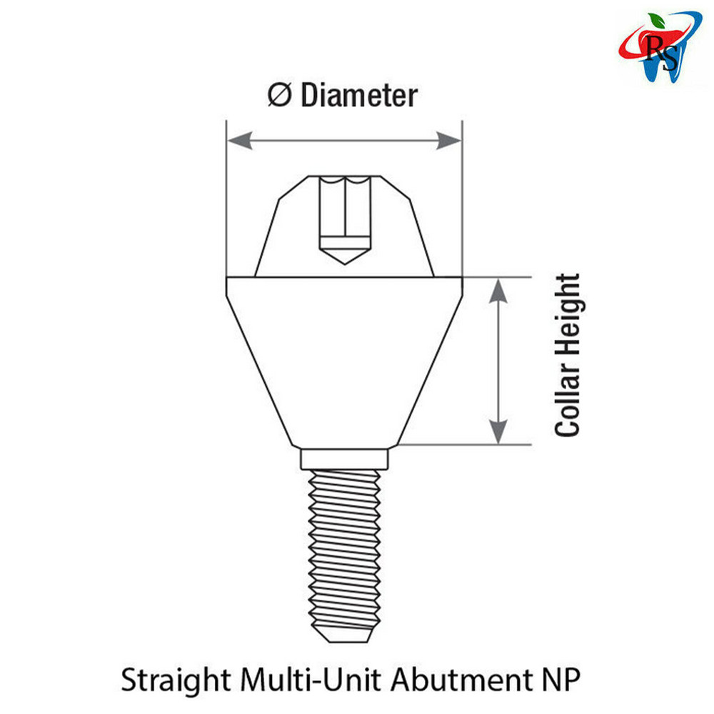 5x Set Prosthetic Straight Multi Unit 1.6 NP Conical 2.25 + Titanium Sleeve
