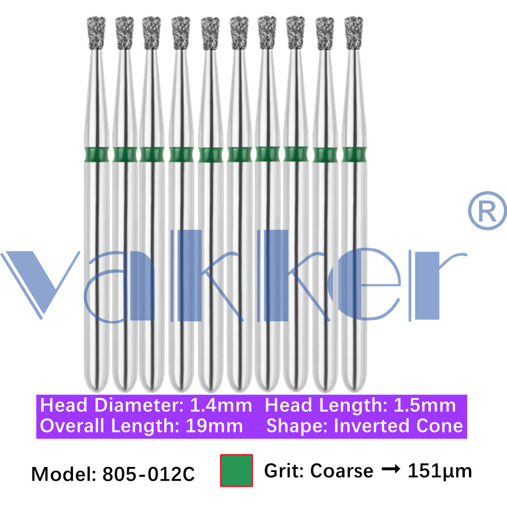 Vakker 10pc Dental Diamond Burs Inverted Cone & Amalgam Buster Handpiece Bur