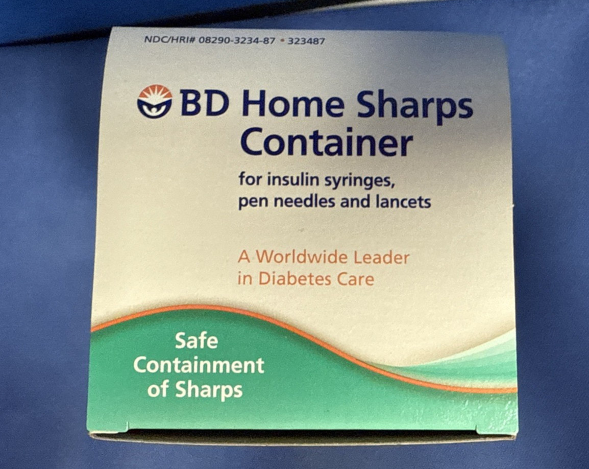 NEW BD Home Sharps Container 1.4qt Puncture & Leak Resistant Snap Lock Lid