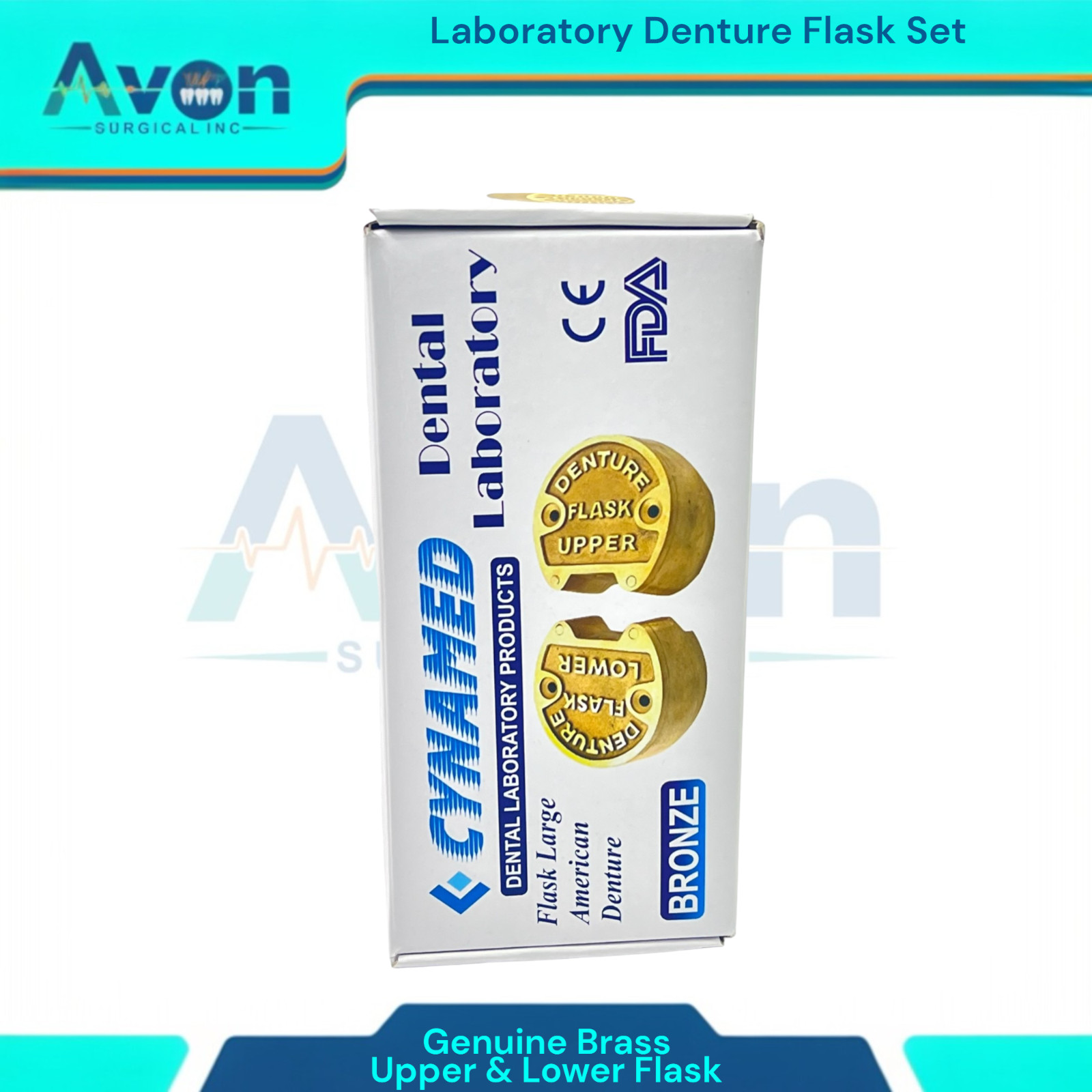 2 Piece Set – Dental Lab Denture Flasks | Upper Flask and Lower Flask | Brass